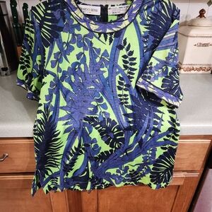 Vibrant Leaf Print Blouse by